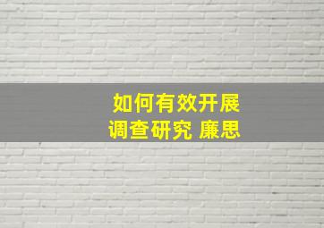 如何有效开展调查研究 廉思